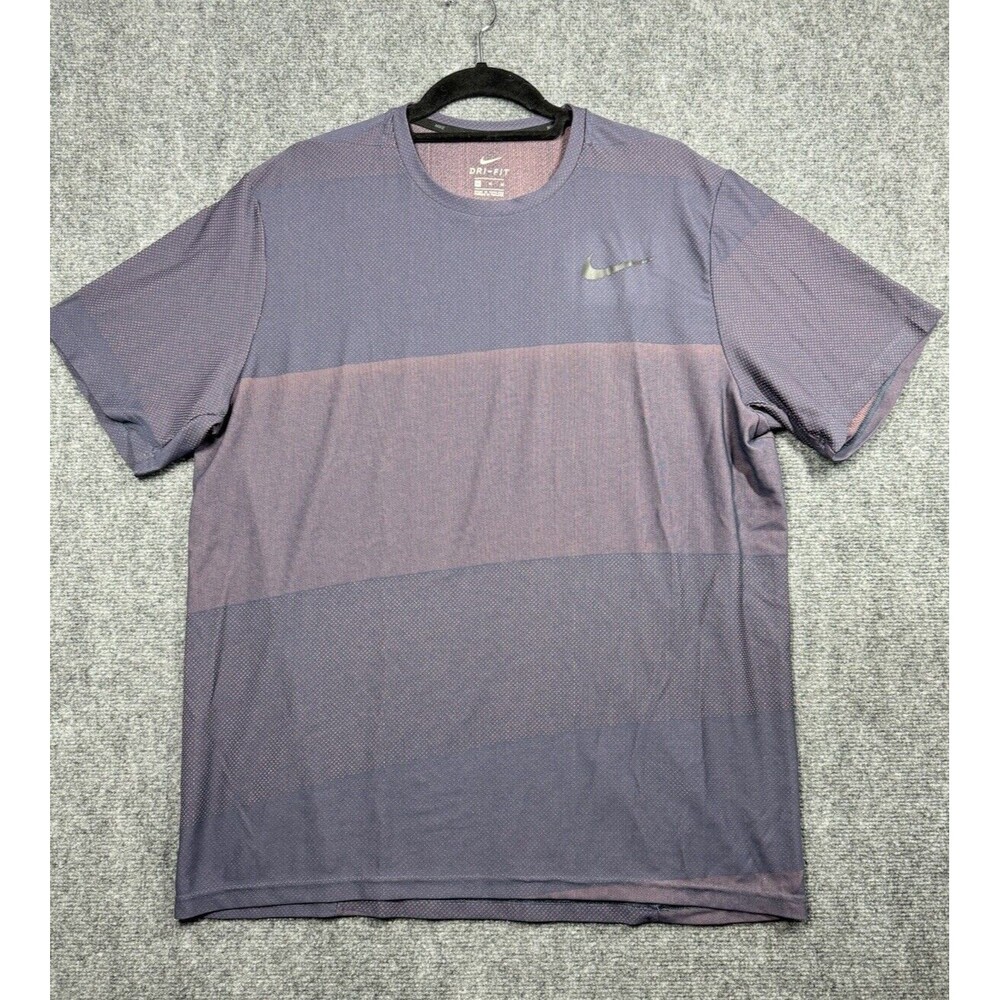 Nike Breathe Mens Short Sleeve Training Top Shirt Blue Size XL  890440-471